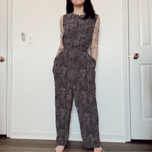 Whistles Pants - Whistles black and white polka dot jumpsuit medium